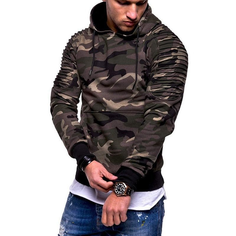 Plisovaná Mikina S Kapucí Camo